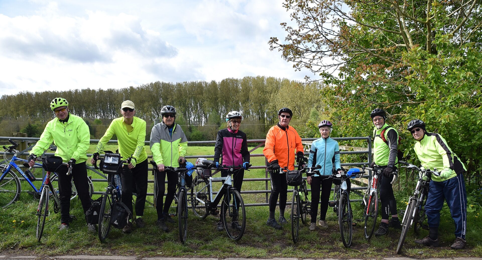 Cycling group taking a break