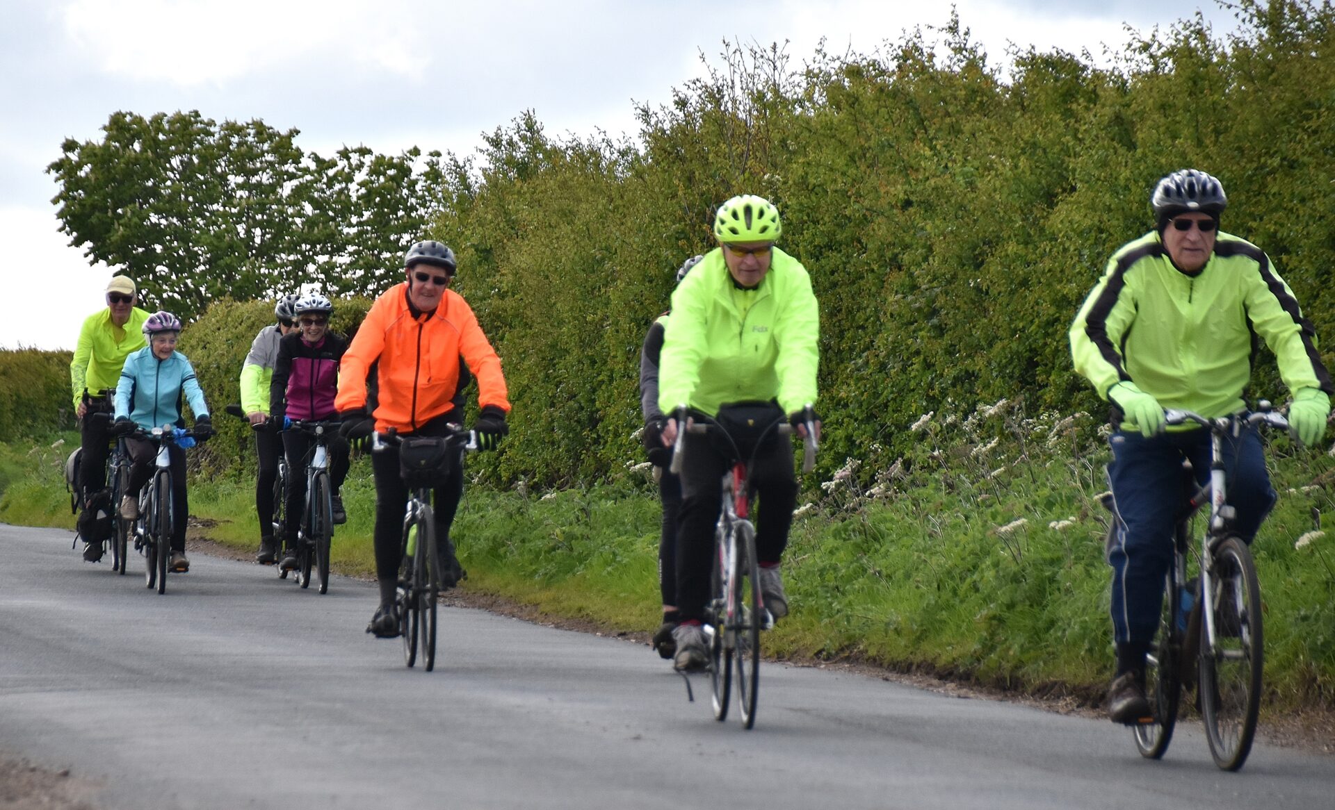 Cycling group out on the road